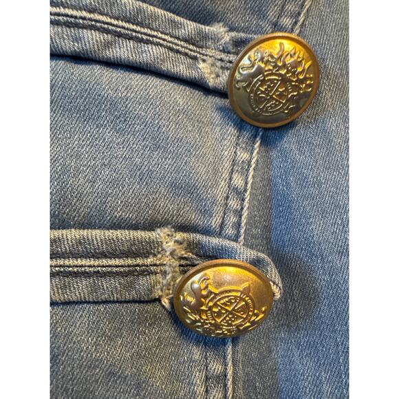 Free People Fitted Military Denim Jacket in Indigo Blue Small - Picture 4 of 10